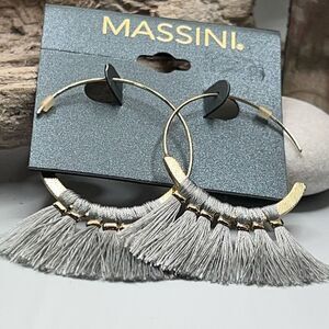 Massinni Gold Hoop w/ Silver Tassel Earrings $16 or bundle 3 for $25